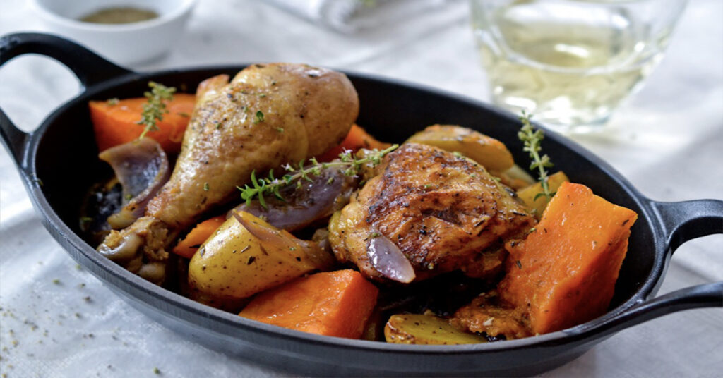 Roast Chicken with Pumpkin Halloween